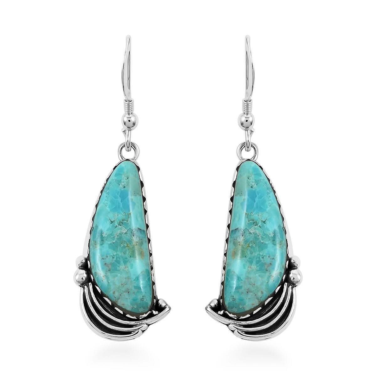 Santa Fe Style Turquoise Earrings in Sterling Silver 1.75 ctw