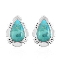 Santa Fe Style Turquoise Earrings in Sterling Silver 1.25 ctw