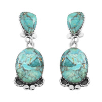 Santa Fe Style Turquoise Dangle Earrings in Sterling Silver 2.10 ctw