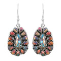 Santa Fe Style Multi Gemstone Fish Hook Earrings in Sterling Silver 4.50 ctw - Sticky add to cart bar