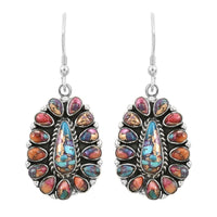 Santa Fe Style Multi Gemstone Fish Hook Earrings in Sterling Silver 4.50 ctw