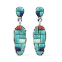 Santa Fe Style Turquoise Earrings in Sterling Silver 5.25 ctw