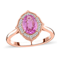 Luxoro 14K Rose Gold AAA Madagascar Pink Sapphire and G-H I2 Diamond Ring 1.50 ctw