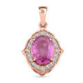 Certified and Appraised Luxoro 14K Rose Gold AAA Madagascar Pink Sapphire and G-H I2 Diamond Pendant without Chain 1.50 ctw - Sticky add to cart bar