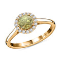 Luxoro 14K Yellow Gold AAA Ambanja Demantoid Garnet and G-H I2 Diamond Ring 1.00 ctw - Sticky add to cart bar