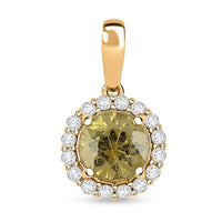 Luxuro AAA Demantoid Garnet and I2 Diamond 1.10 ctw Pendant without Chain in 14K Yellow Gold