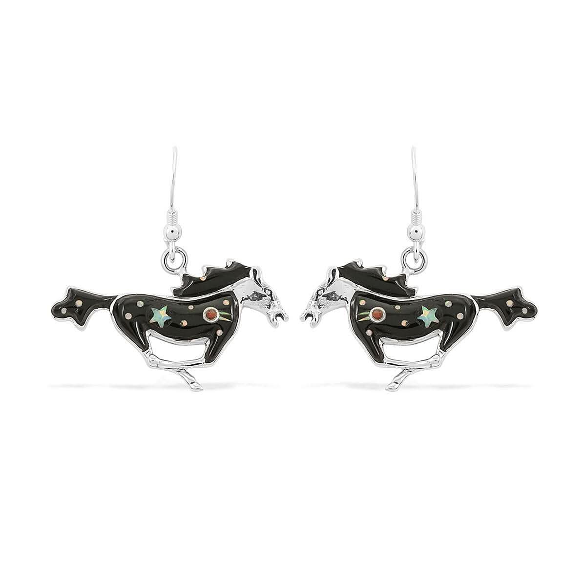 Santa Fe Style Multi Gemstone Horse Earrings in Sterling Silver 6.15 ctw