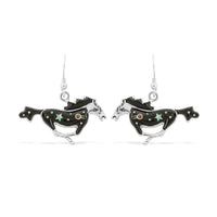 Santa Fe Style Multi Gemstone Horse Earrings in Sterling Silver 6.15 ctw