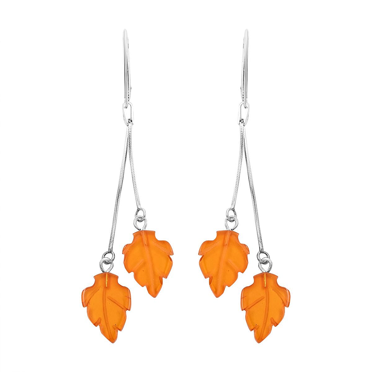 Baltic Amber Sunset Leaf Earrings