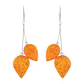 Baltic Amber Rustic Flame Leaf Earrings - Sticky add to cart bar