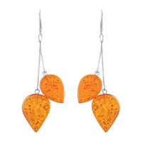 Baltic Amber Rustic Flame Leaf Earrings