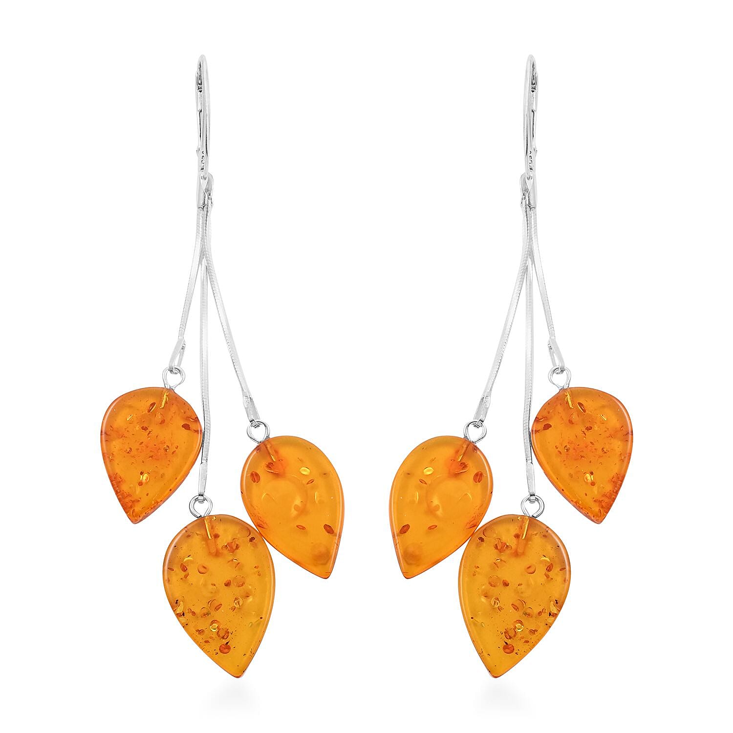 Baltic Amber Autumn Leaf Drop Earrings