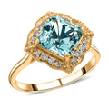 Luxoro 14K Yellow Gold Asscher Cut AAA Santa Maria Aquamarine and G-H I2 Diamond Ring 4 Grams 2.50 ctw - Sticky add to cart bar