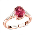 Certified & Appraised Luxoro 14K Rose Gold AAA Ouro Fino Rubellite and G-H I2 Diamond Ring (Size 10.0) 1.80 ctw - Sticky add to cart bar