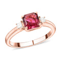 Certified & Appraised Iliana 18K Rose Gold AAA Asscher Cut Ouro Fino Rubellite and G-H I2 Diamond Ring 1.40 ctw - Sticky add to cart bar