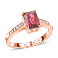 Certified & Appraised Luxoro 14K Rose Gold AAA Ouro Fino Rubellite, Diamond (G-H, I2) Ring (Size 10.0) 1.50 ctw