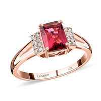 Luxoro 14K Rose Gold AAA Ouro Fino Rubellite and G-H I2 Diamond Ring (Size 10.0) 1.80 ctw