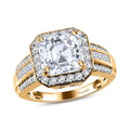 Asscher Cut Moissanite Ring in Vermeil Yellow Gold Over Sterling Silver (Size 10.0) 4.50 ctw - Sticky add to cart bar