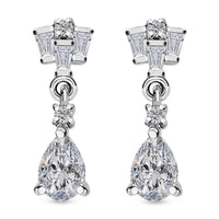 Moissanite Dangling Earrings in Platinum Over Sterling Silver 1.10 ctw