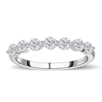 Moissanite 7 Stone Ring in Platinum Over Sterling Silver (Size 10.0) 0.75 ctw