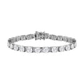 Moissanite (Rnd 5mm) Tennis Bracelet in Platinum Over Sterling Silver (7.25 In) 12.10 ctw - Sticky add to cart bar