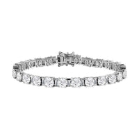 Moissanite (Rnd 5mm) Tennis Bracelet in Platinum Over Sterling Silver (7.25 In) 12.10 ctw