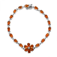 Santa Ana Madeira Citrine, White Zircon Floral Bracelet in Platinum Over Sterling Silver (6.50 In) 8.20 ctw