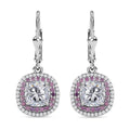 Moissanite and Madagascar Pink Sapphire Lever Back Earrings in Platinum Over Sterling Silver 4.35 ctw - Sticky add to cart bar