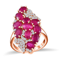 GP Trionfo Collection Niassa Ruby (FF) and White Zircon Ring in Vermeil Rose Gold Over Sterling Silver 7.60 ctw