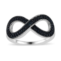 Blue Diamond Infinity Ring in Platinum Over Sterling Silver (Size 10.0)