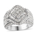 Doorbuster Diamond Ring in Platinum Over Sterling Silver (Size 10.0) 1.50 ctw - Sticky add to cart bar