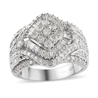 Doorbuster Diamond Ring in Platinum Over Sterling Silver (Size 10.0) 1.50 ctw