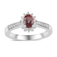 Blush Apatite and Moissanite Sunburst Ring in Platinum Over Sterling Silver 0.75 ctw