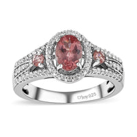 Blush Apatite, Champagne and White Zircon Ring in Platinum Over Sterling Silver (Size 10.0) 1.40 ctw