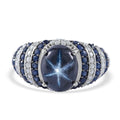 Blue Star Sapphire (DF) and Multi Gemstone Ring in Platinum Over Sterling Silver 5.90 ctw (Del. in 7-10 Days) - Sticky add to cart bar