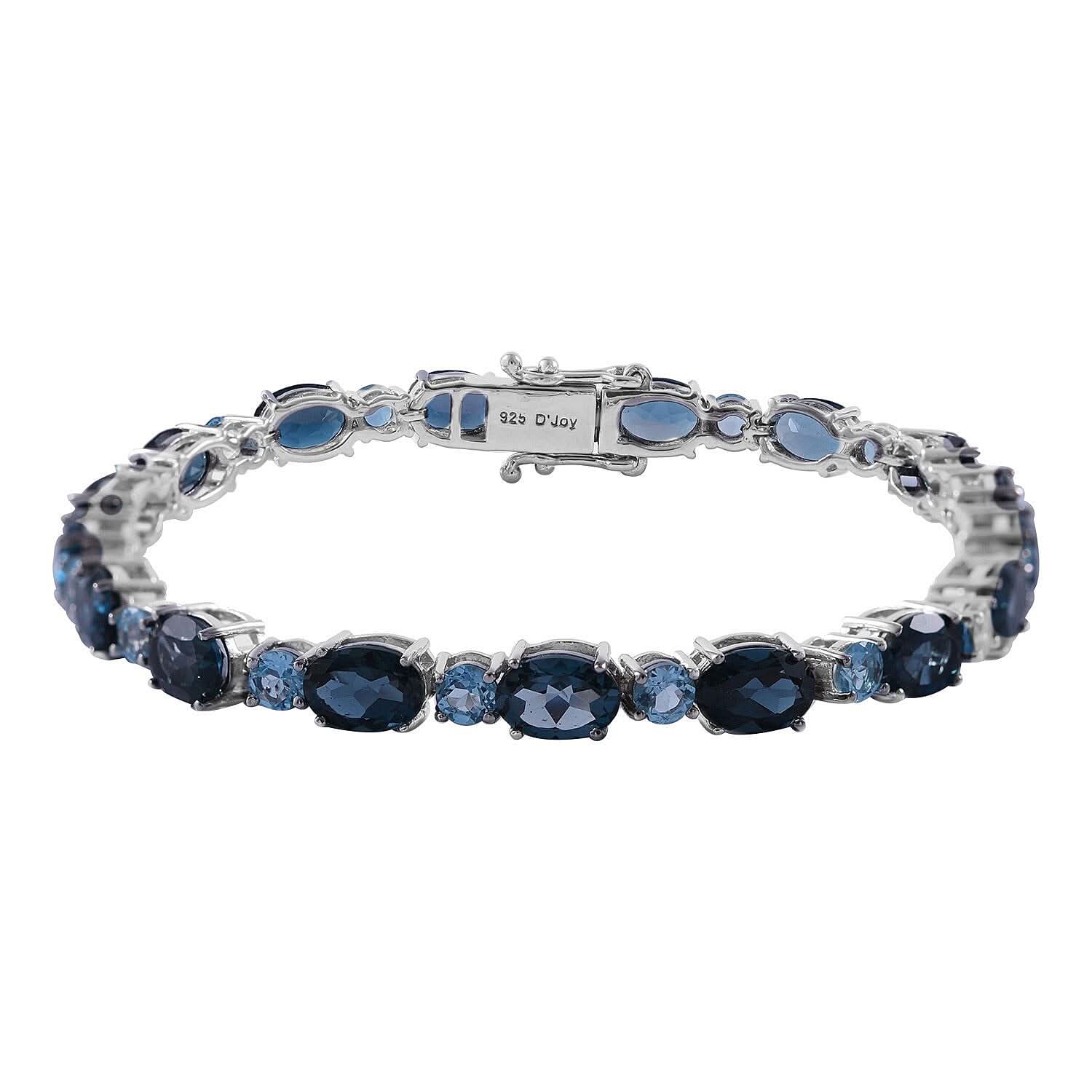London Blue Topaz, Swiss Blue Topaz Bracelet in Platinum Over Sterling Silver (6.50 In) 16.50 ctw