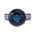 London Blue Topaz and Multi Gemstone Ring in Platinum Over Sterling Silver 11.15 ctw - Sticky add to cart bar