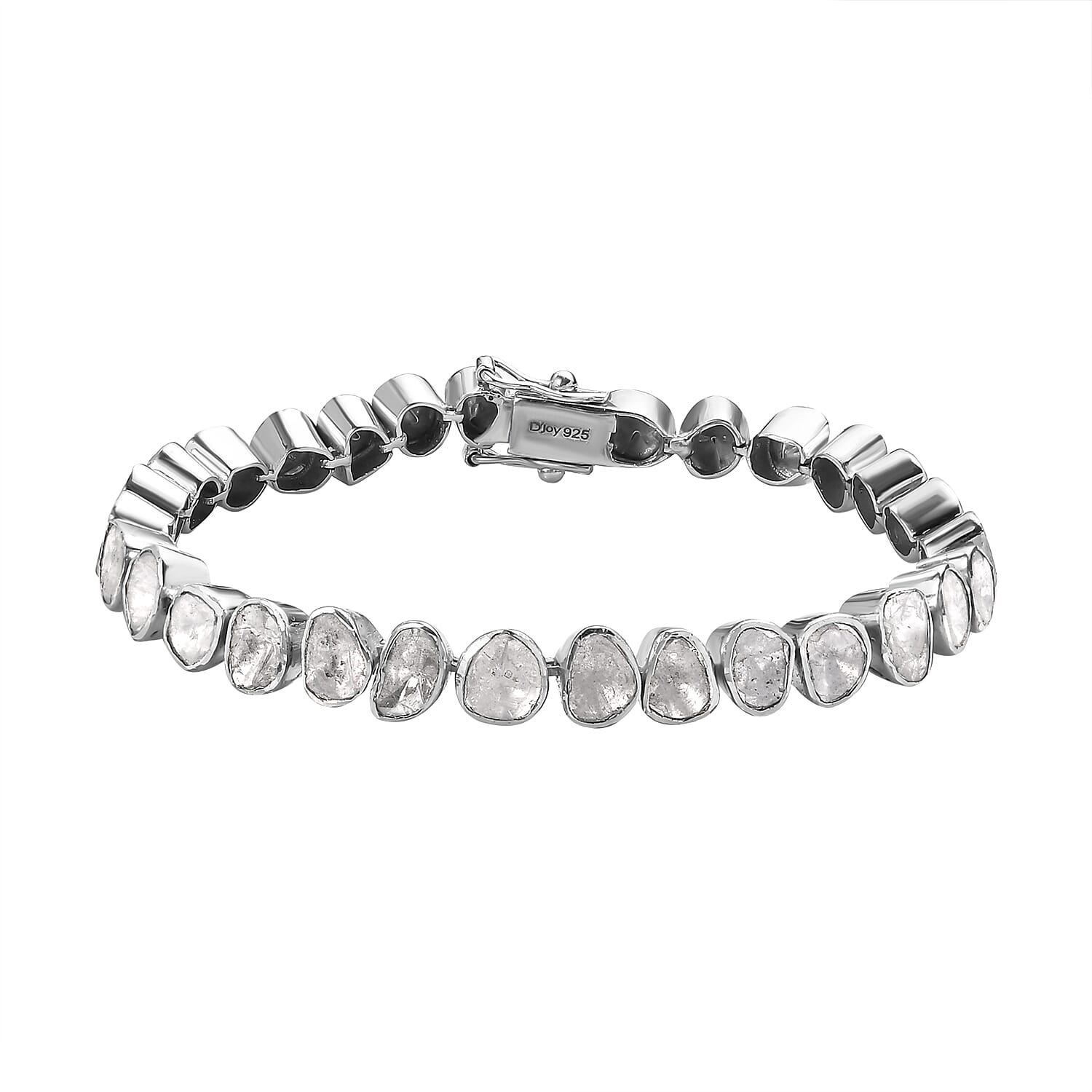 Polki Diamond Tennis Bracelet in Platinum Over Sterling Silver (6.50 In)