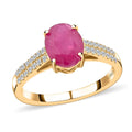 Certified & Appraised Luxoro 14K Yellow Gold AAA Montepuez Ruby, Diamond (G-H, I2) Ring (Size 10.0) (3.68 g) 2.35 ctw - Sticky add to cart bar
