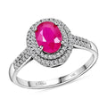Certified & Appraised Iliana 18K White Gold AAA Montepuez Ruby, Diamond (G-H, SI) (0.38 cts) Double Halo Ring (Size 10.0) (4.52 g) 1.85 ctw - Sticky add to cart bar