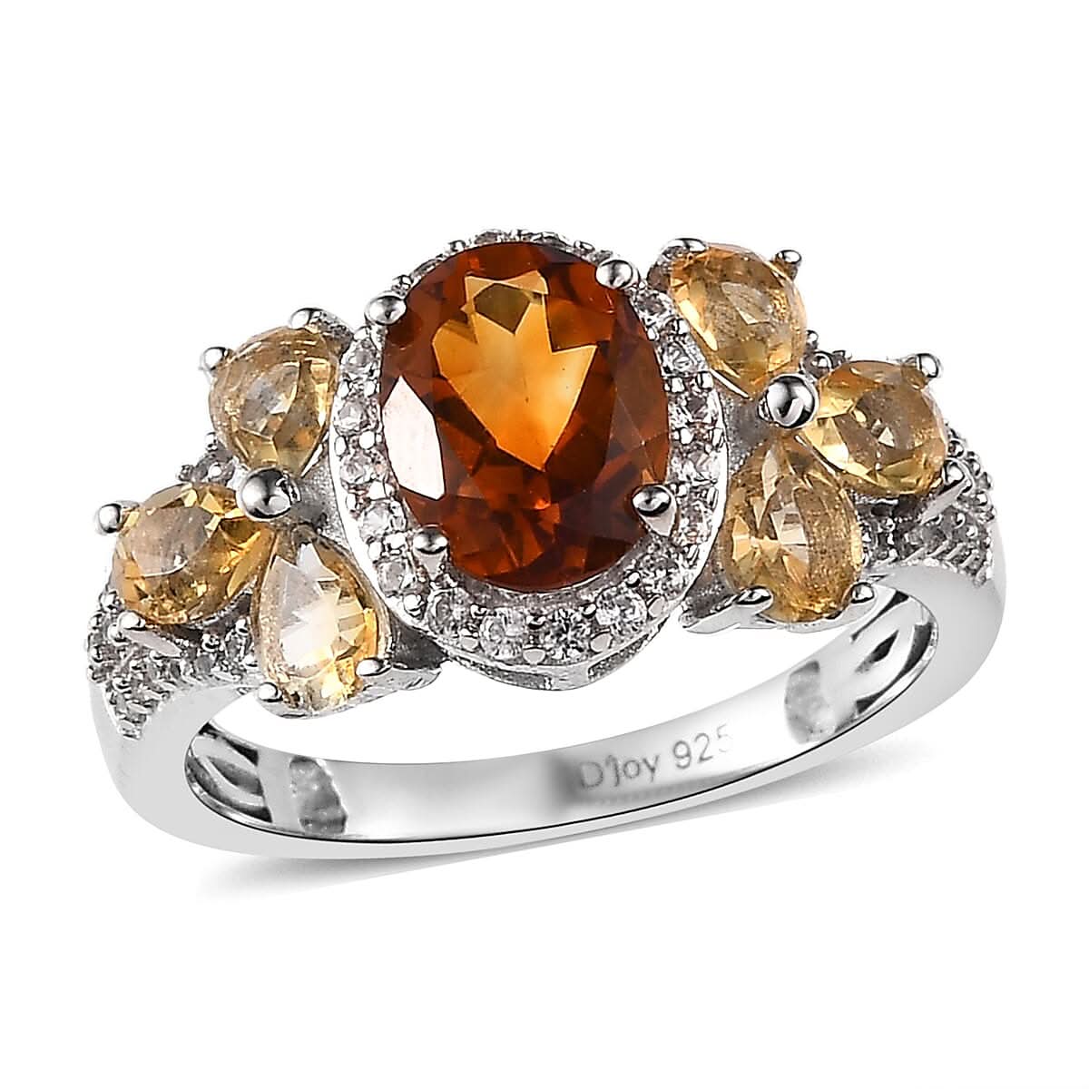 Santa Ana Madeira Citrine and Multi Gemstone Ring in Platinum Over Sterling Silver 2.40 ctw