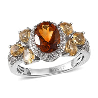 Santa Ana Madeira Citrine and Multi Gemstone Ring in Platinum Over Sterling Silver 2.40 ctw