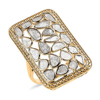 Artisan Crafted 2.00 ctw Polki Diamond Cushion Shape Ring in Platinum Over Sterling Silver (Size 11.0)