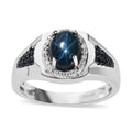 Blue Star Sapphire (DF) and Multi Gemstone Men's Ring in Platinum Over Sterling Silver 3.75 ctw - Sticky add to cart bar