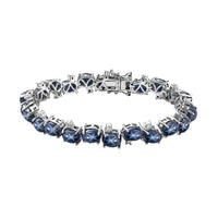 Blue Star Sapphire (DF) and Moissanite Bracelet in Platinum Over Sterling Silver (6.50 In) 33.65 ctw