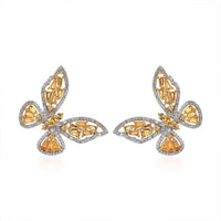 GP Trionfo Collection Premium Brazilian Citrine and White Zircon Butterfly Earrings in Vermeil Yellow Gold Over Sterling Silver 4.70 ctw (Del. in 7-10 Days)