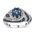 Blue Star Sapphire (DF) and Multi Gemstone Ring in Platinum Over Sterling Silver (Size 10.0) 3.30 ctw - Sticky add to cart bar