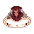 Luxoro 14K Rose Gold Premium Blush Apatite and I3 Natural Champagne Diamond Ring 4.10 ctw - Sticky add to cart bar