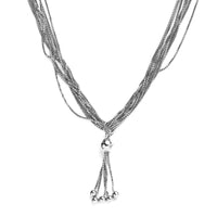 Doorbuster Platinum Over Sterling Silver Multi Layer Tassel Chain Necklace (20 Inches) (12.90 g)