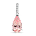 Luxoro 14K White Gold AAA Pink Morganite and I2 Diamond Pendant without Chain 2.00 ctw - Sticky add to cart bar
